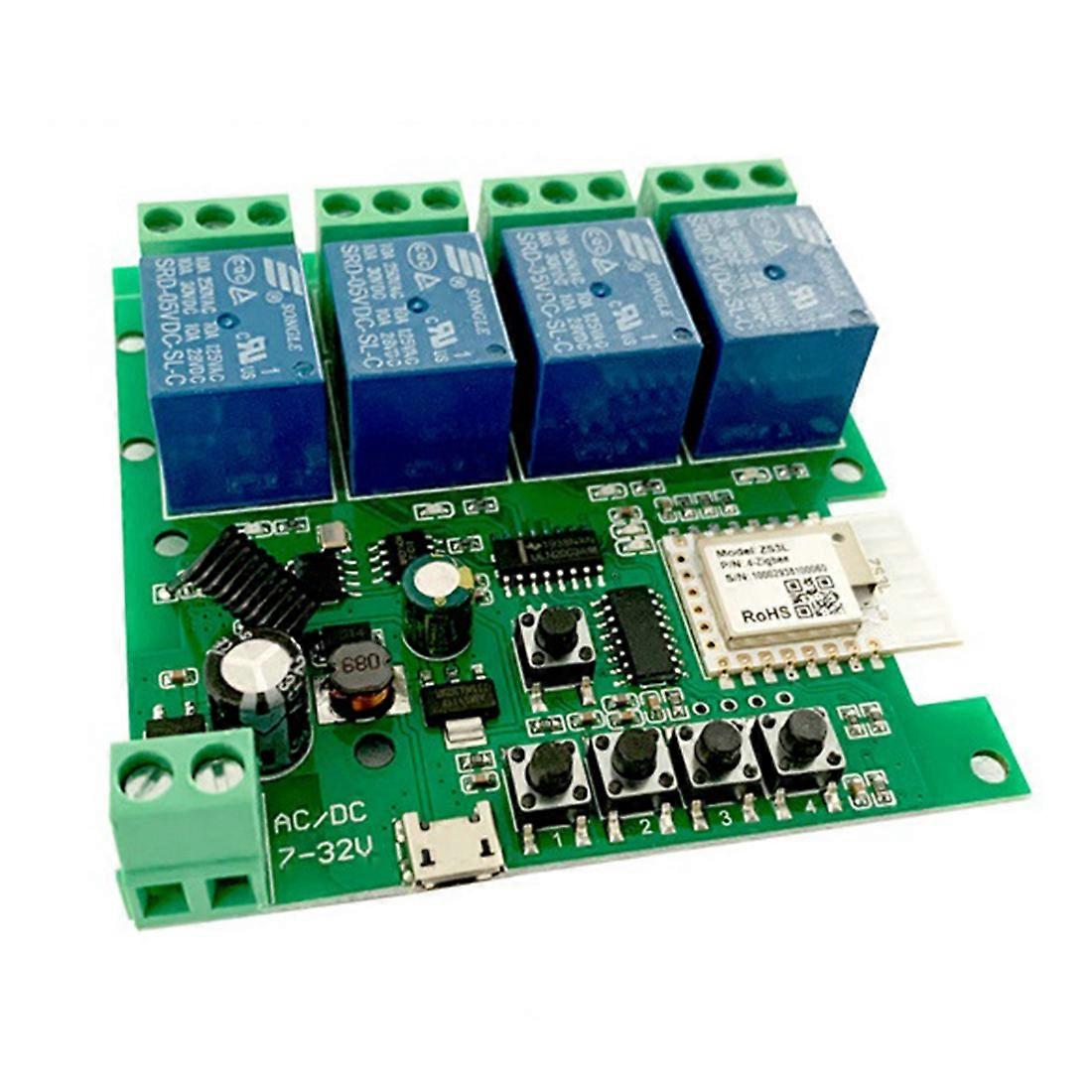 Zigbee Tuya Smart 4CH Relay Module DC5V 7-32V RF433Mhz Remote Control Light Switch Work with Google