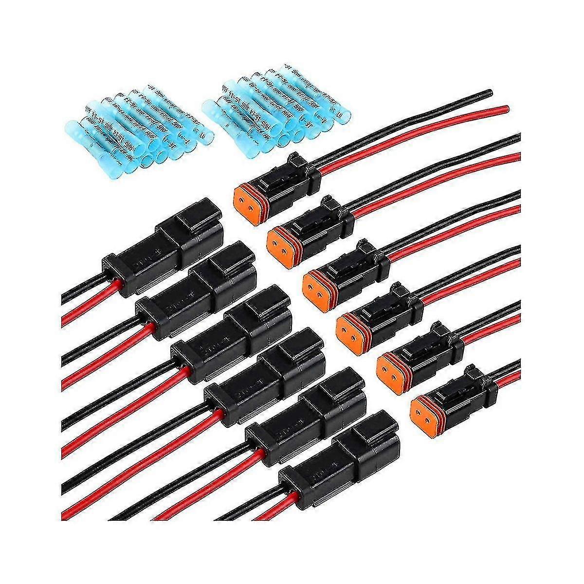 6 Pair Dt 2 Pin Pigtail Kit Male Female Connector Adapter Socket Wiring Harness For Led Work Light