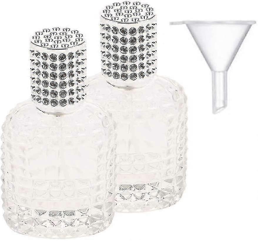2 Pieces Perfume Bottle Atomizer Crystal Glass Art Empty Perfume Bottle