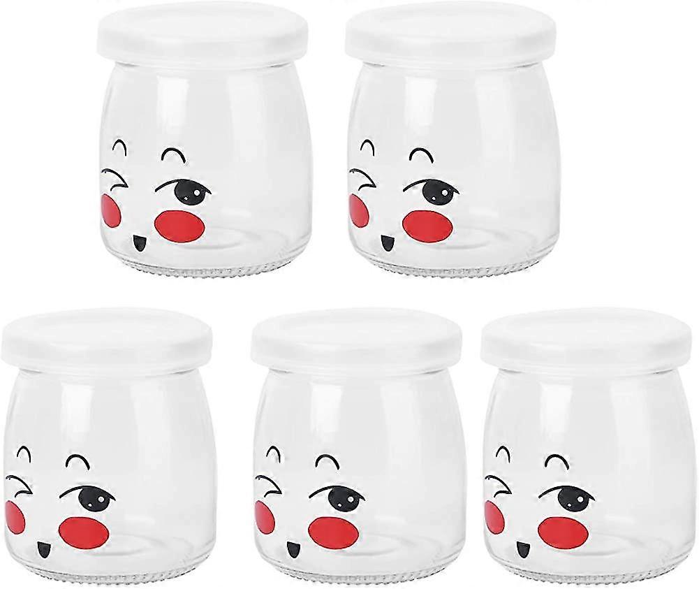 5pcs 200ml Heat Resistant Yogurt Storage Jars Pudding Milk Beverage Vacuum Jam