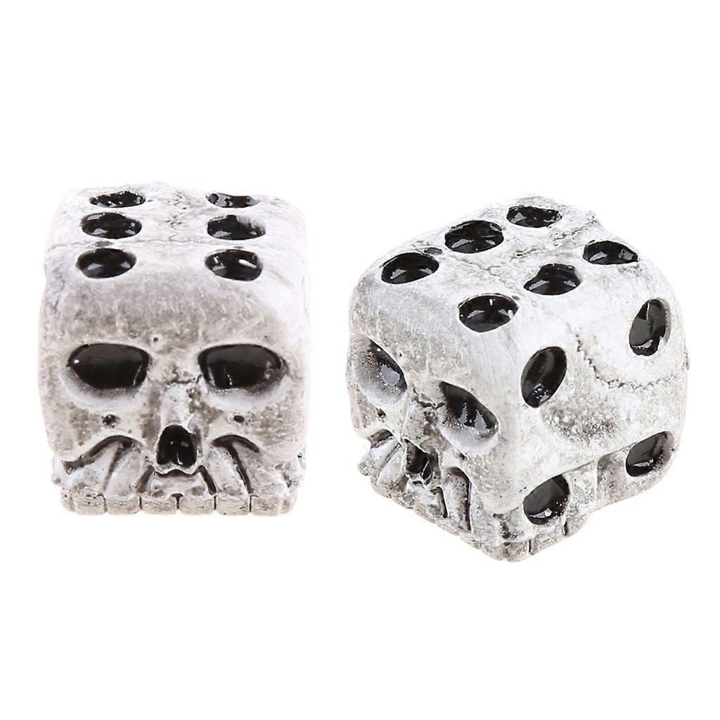 2 قطعة الجمجمة البيضاء عظم النرد ستة جوانب الهيكل العظمي النرد مجموعة نادي حانة لعبة لعبة