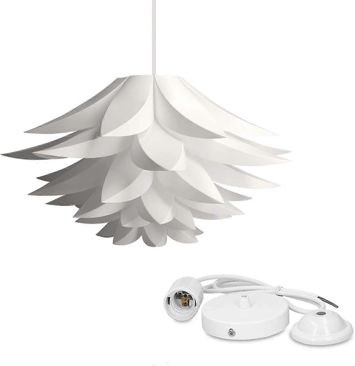 Lotus Shade - Pendant Base for Mounting - Ceiling Light - E27 Socket Kit with Ceiling Mount - 50cmX30cm (White)