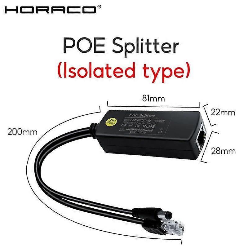 48 V bis 12 V POE-Splitter 10/100 Mbit/s mit IEEE 802.3af/at Active Power over Ethernet-Adapter für die IP-Kameraüberwachung