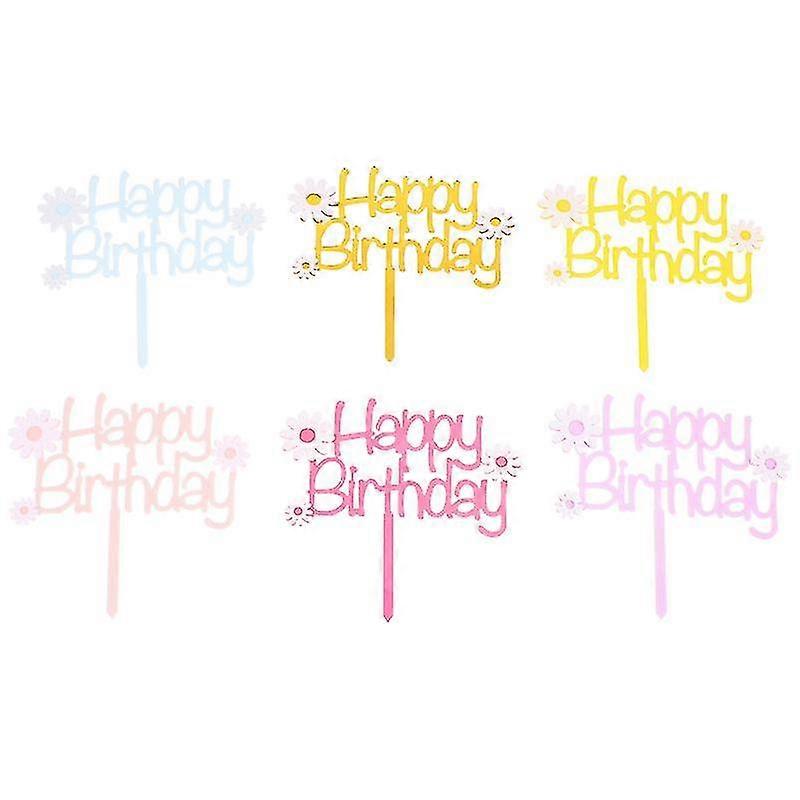 6 Sets Flower Daisy Cake Topper Safe Cake Decor Topper Delicate Cake Topper