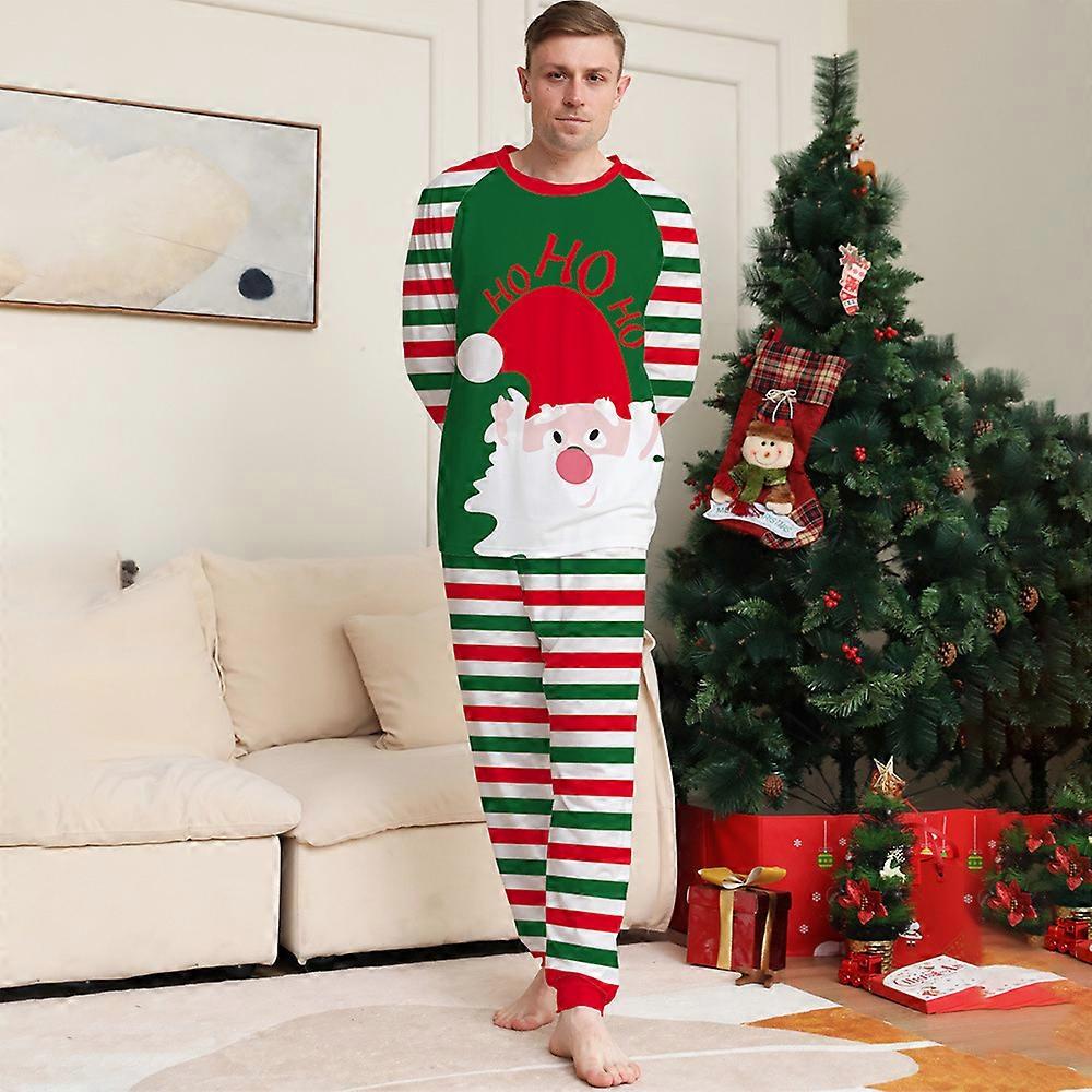Barn Spädbarn Jul Familj Matchande Pyjamas Romper Vuxen Xmas Randig Jultomten Tryckt Nattkläder Pyjamas Pjs Set