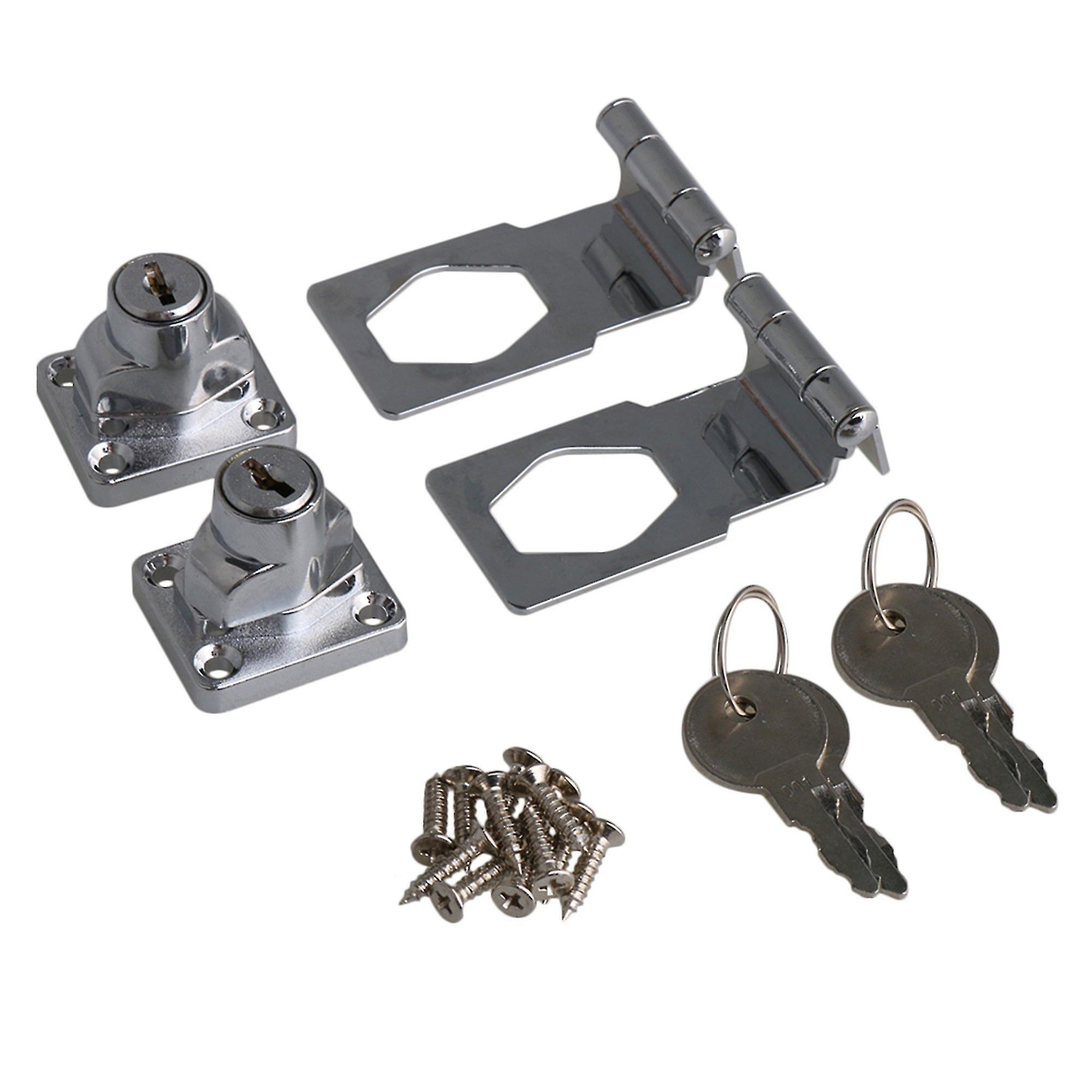 Clasps Hooks 2set 3 Inch Silver Security Cabinet Lock With Alike Key Lock Clasps