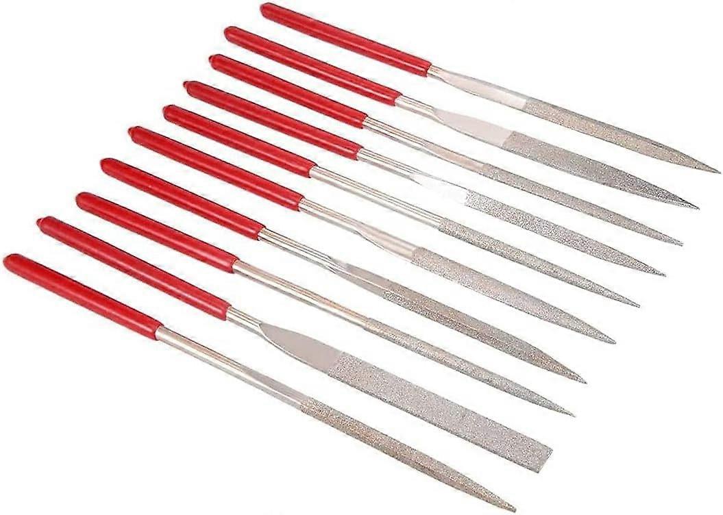 10 Pieces Assorted Diamond File Set, 180mm Long Flat Needle Square Triangular Shape Rifler Files 5mm Shank Craft Handy Modelling Carving Files Tool