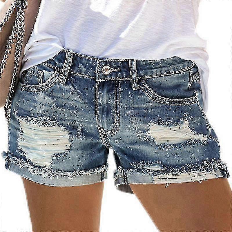 Bayan Tatil Yırtık Denim Şort Kot Pantolon Sıcak Pantolon Sıkıntılı Yıpranmış Kısa Pantolon