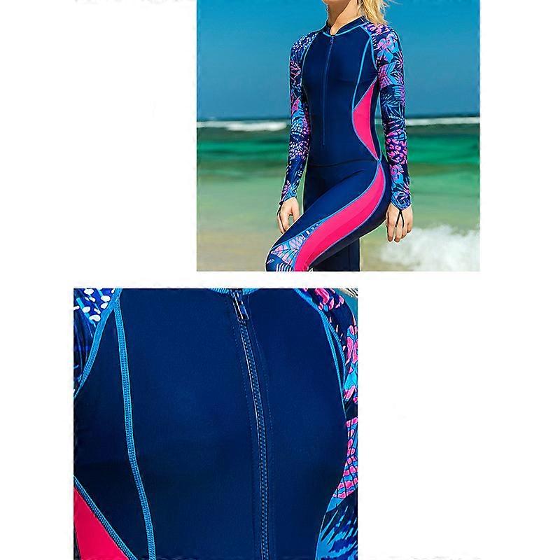 Maillot De Bain 2 Pièces Femme Imprimé Manches Longues - Top Rashguard Et Short Pour Surf, Plage, Natation