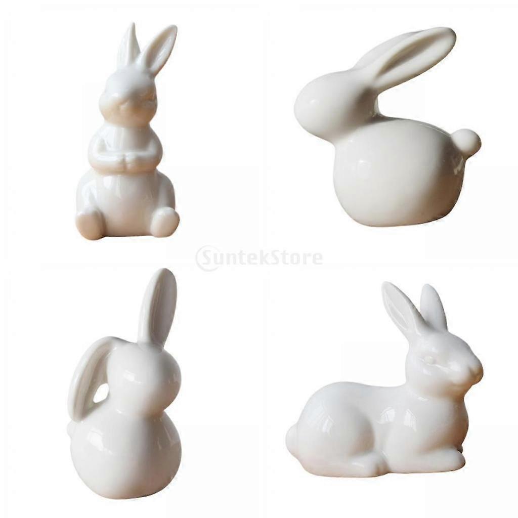 Modern Ceramic Rabbit Figurine Easter Statue Home Bookcase Decor Crafts