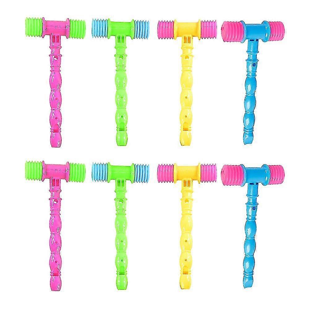 8pcs soando martelos plásticos com whistle bb martelo soando brinquedos