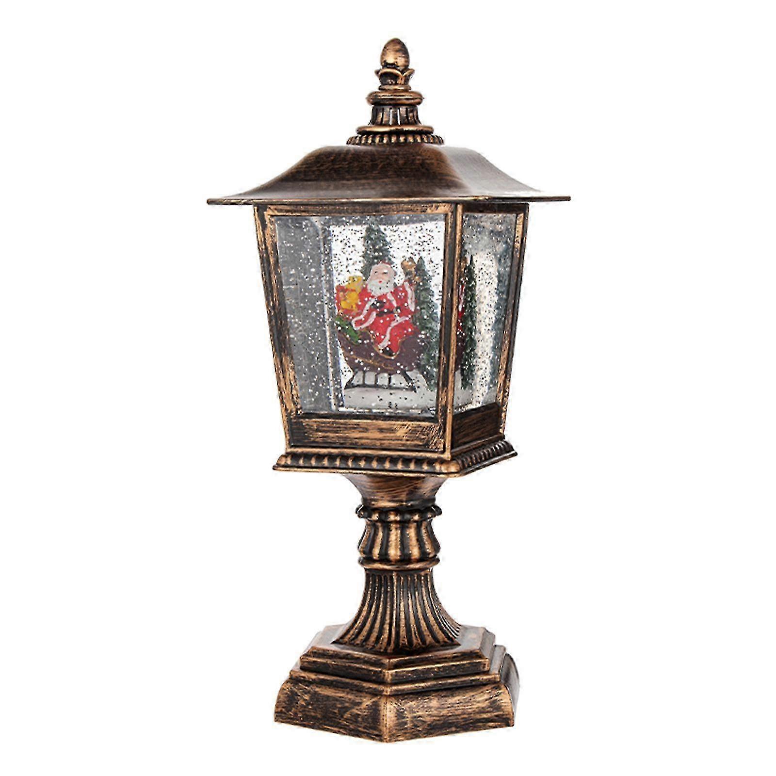 Christmas Snow Globe Lantern with Glitter Xmas Ornament for Indoor Party Bar Santa Claus
