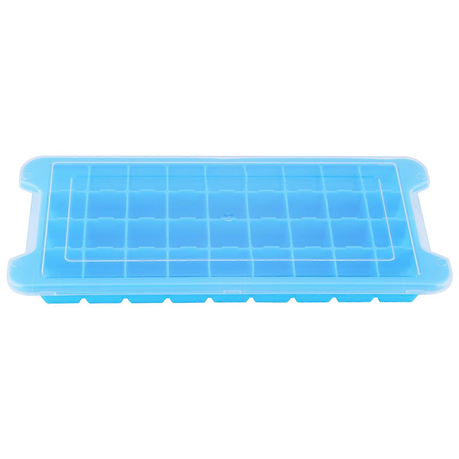 36Grid Ice Cubes Tray with Lid Stackable Silicone Sealing Ice Mold Kitchen Bar Accessory,Blue