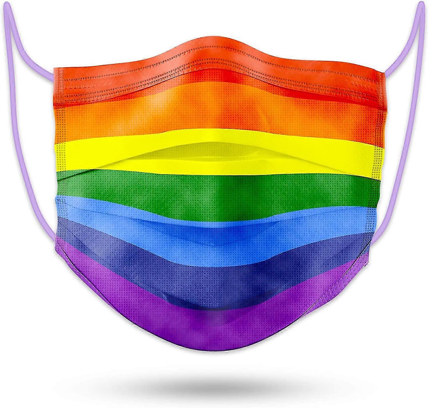 50pcs Rainbow Face Mask Aldult Disposable 3layer