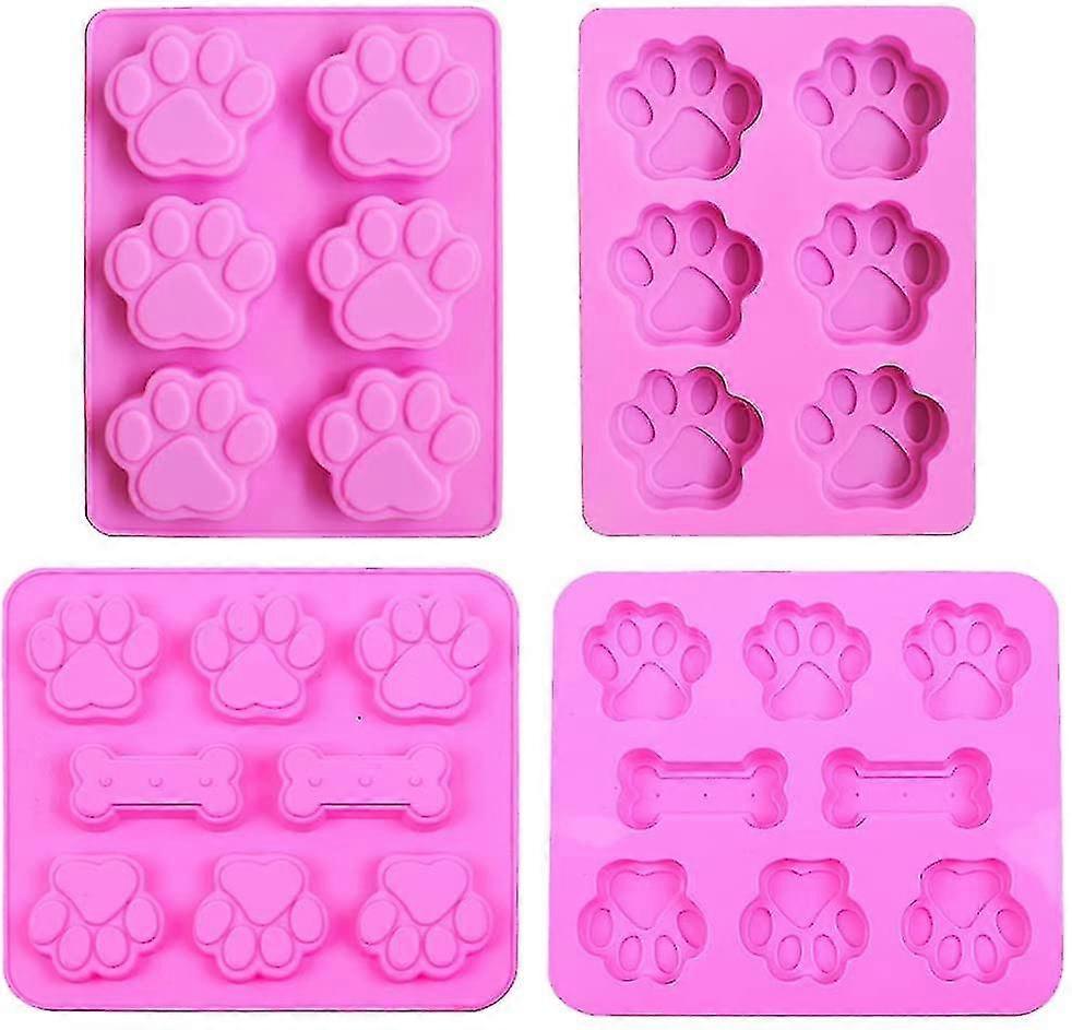 Molde de silicona dog paw, molde cat paw, set of 4 creative for biscuit bone silicone