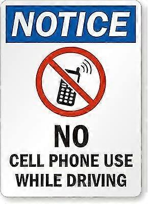 Aviso de sinal de aviso: Não uso de telefone celular durante a condução de metal de estanho 8x12 polegadas OU 12x16 polegadas sinal de segurança mo