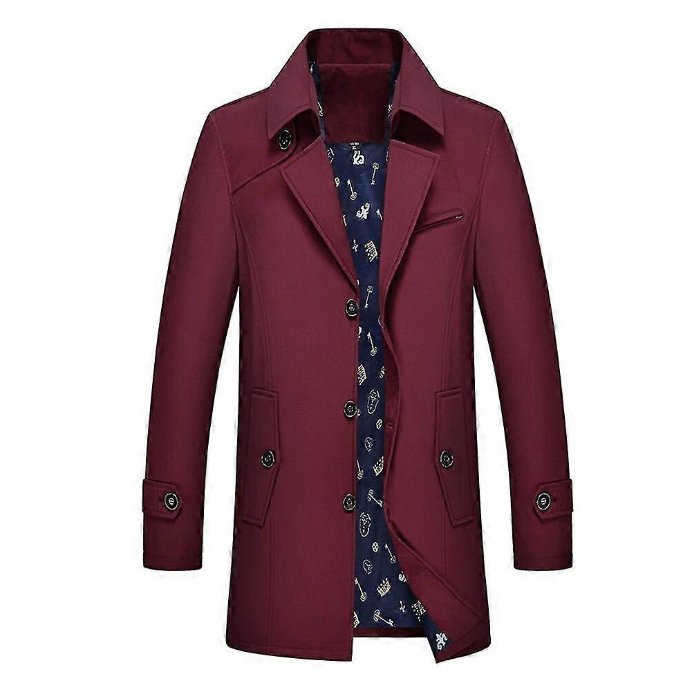 VAWAN Heren Casual Groot Formaat Effen Revers Single-Breasted Overjas