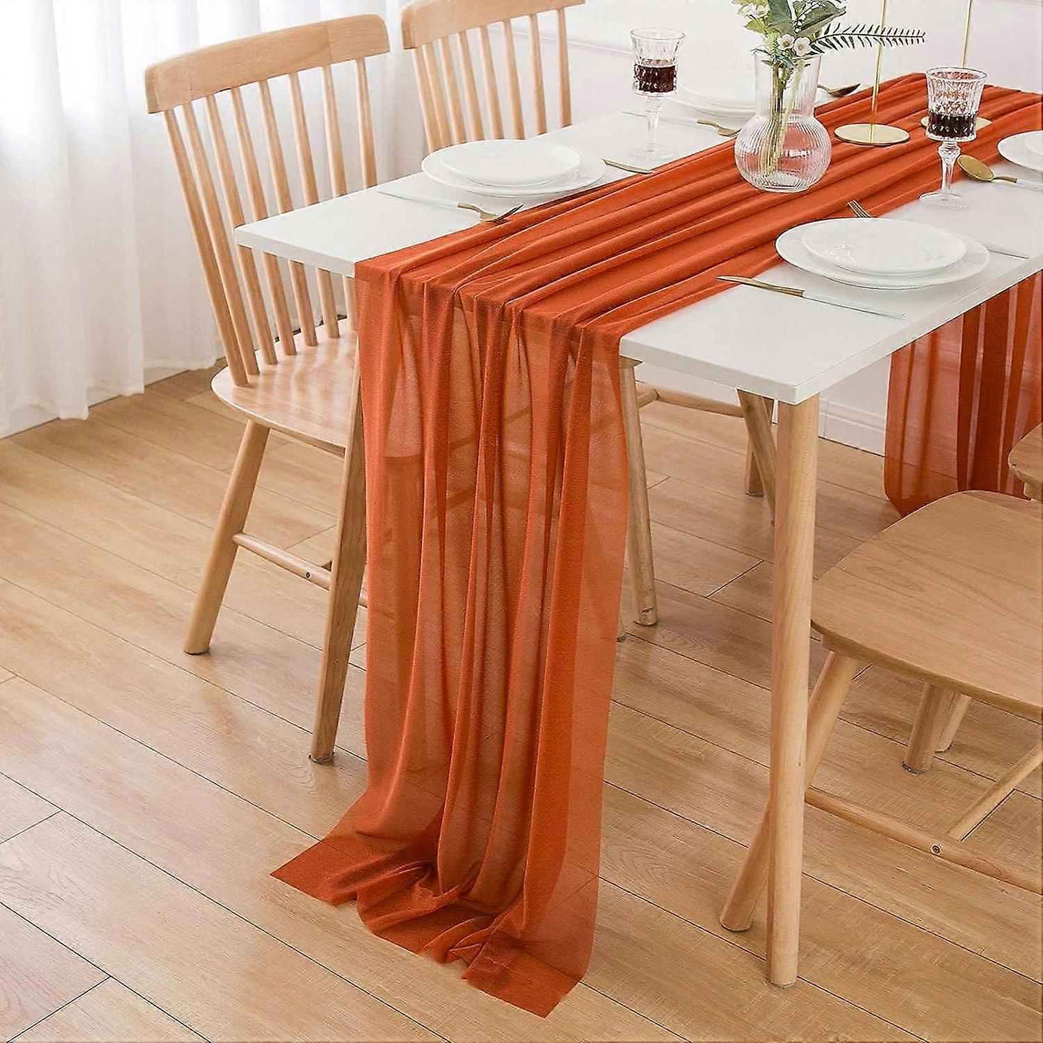 Chiffon Table Runner for Wedding - Terracotta - Outdoor Table Decoration