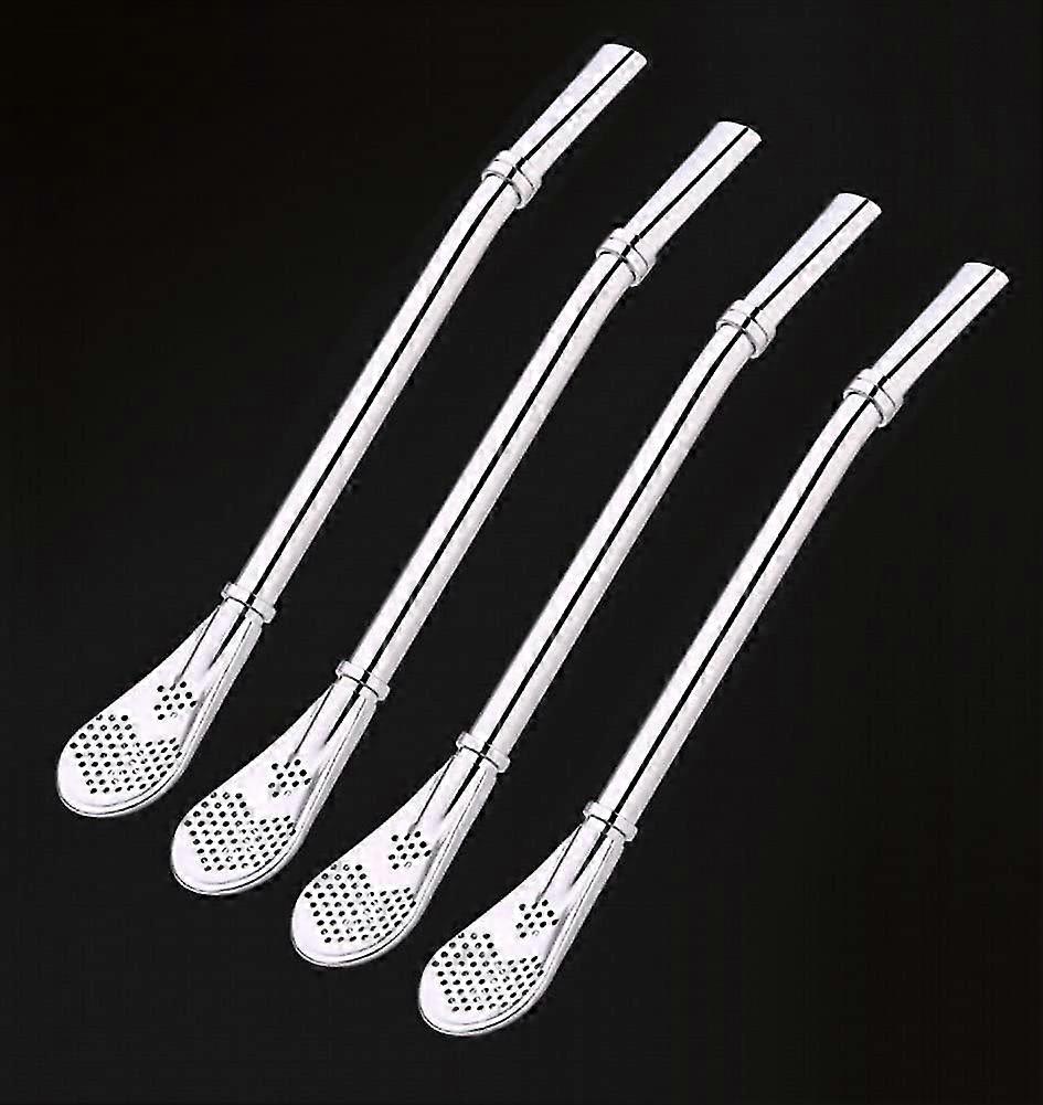 4 Stirring Spoons Drinking Straws With Filtering Holes