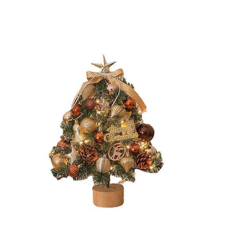 18 Inch Desktop Christmas Tree Mini Artificial Snow Flocked Pine Christmas Tree with LED Lights Suitable for Desktop Desk Home Office Store Decoration