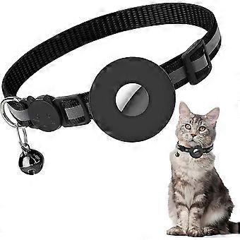 Convient pour le collier de chat Airtag, collier de chat réfléchissant avec cloche et boucle de sécurité, avec support Airtag étanche, réglable de 22 à 35 cm (noir)
