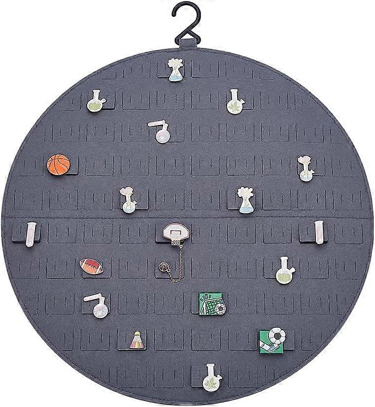 Hanging Brooch Pin Display Holder Round with Plastic Hooks Display Pins Storage Case Necklaces Organizer Holder Double-Sided Soft Felt Wall-Mounted Je