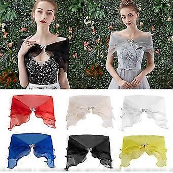 Women Layered Gauze Shawl Wrap Shrug Rhinestone Buckle Wedding Dress Cover  Up Sexy Off Shoulder Ruffles Bolero Capelet | Fruugo NO