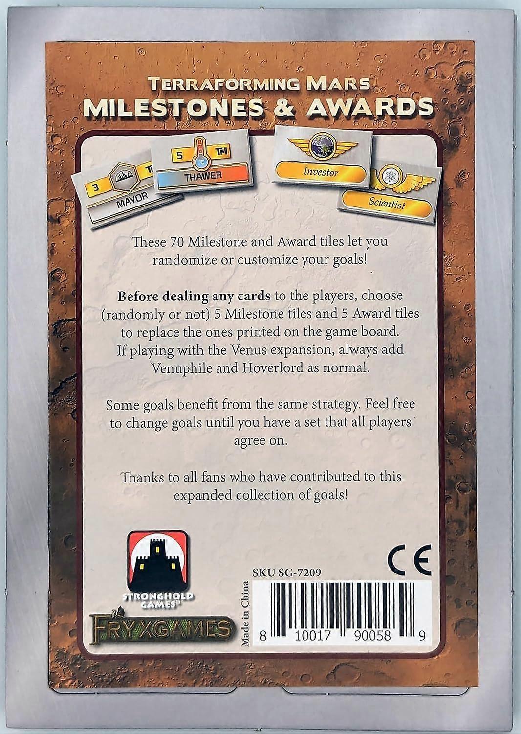Terraforming Mars Milestones and Awards Board Game