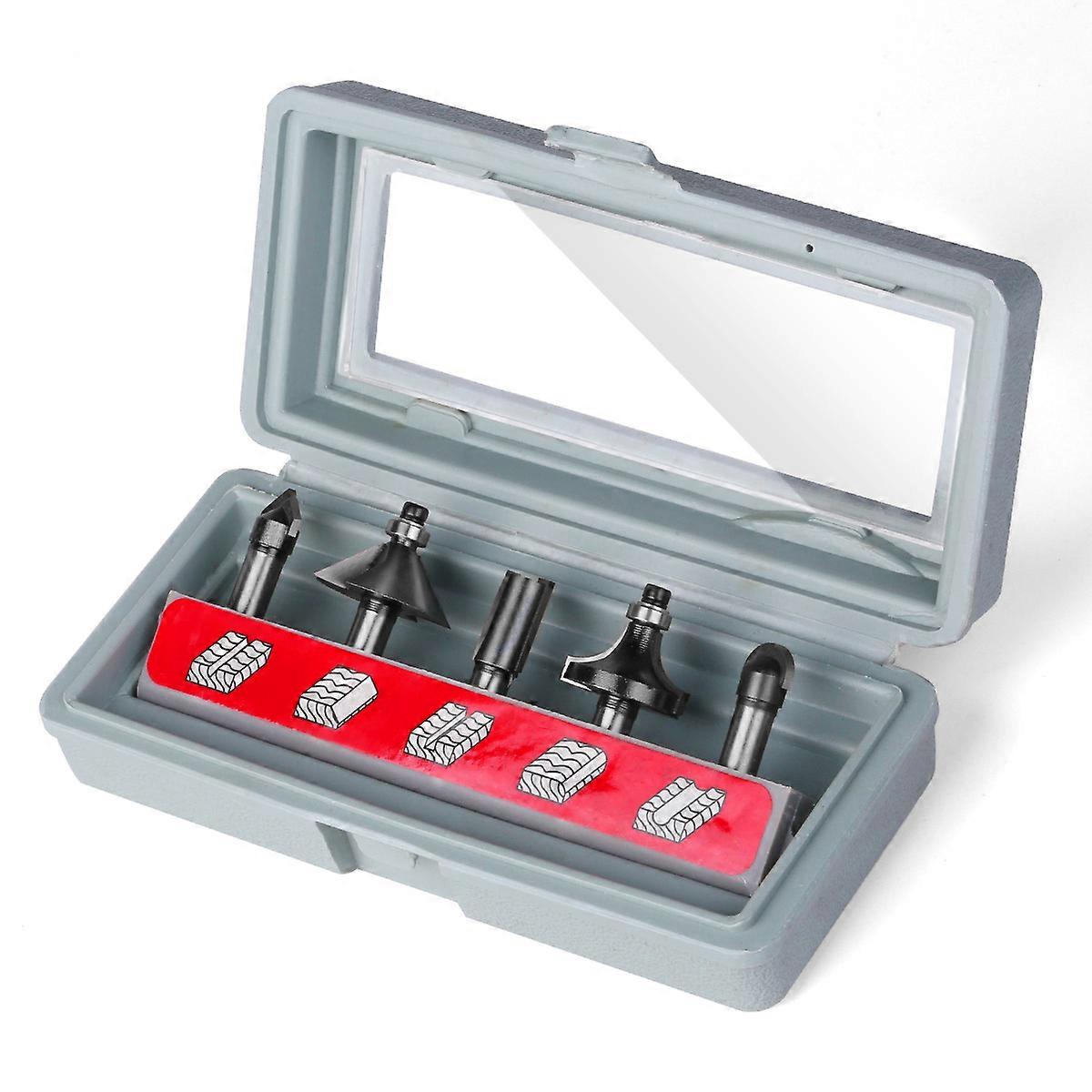 良い5個の8シャンク木工フライスセット彫刻機合金カッターヘッドスロットスケルトンカッターストレートカッタートリミングカット