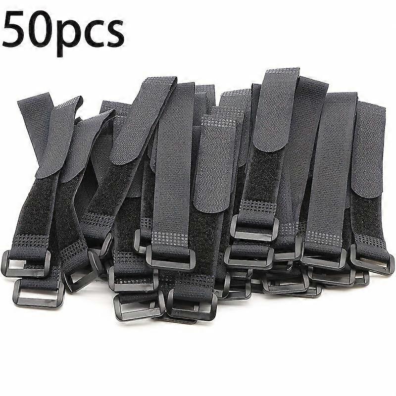 50pcs Reusable Fastening Cable Straps, Hook And Loop Cable Tie Down Straps