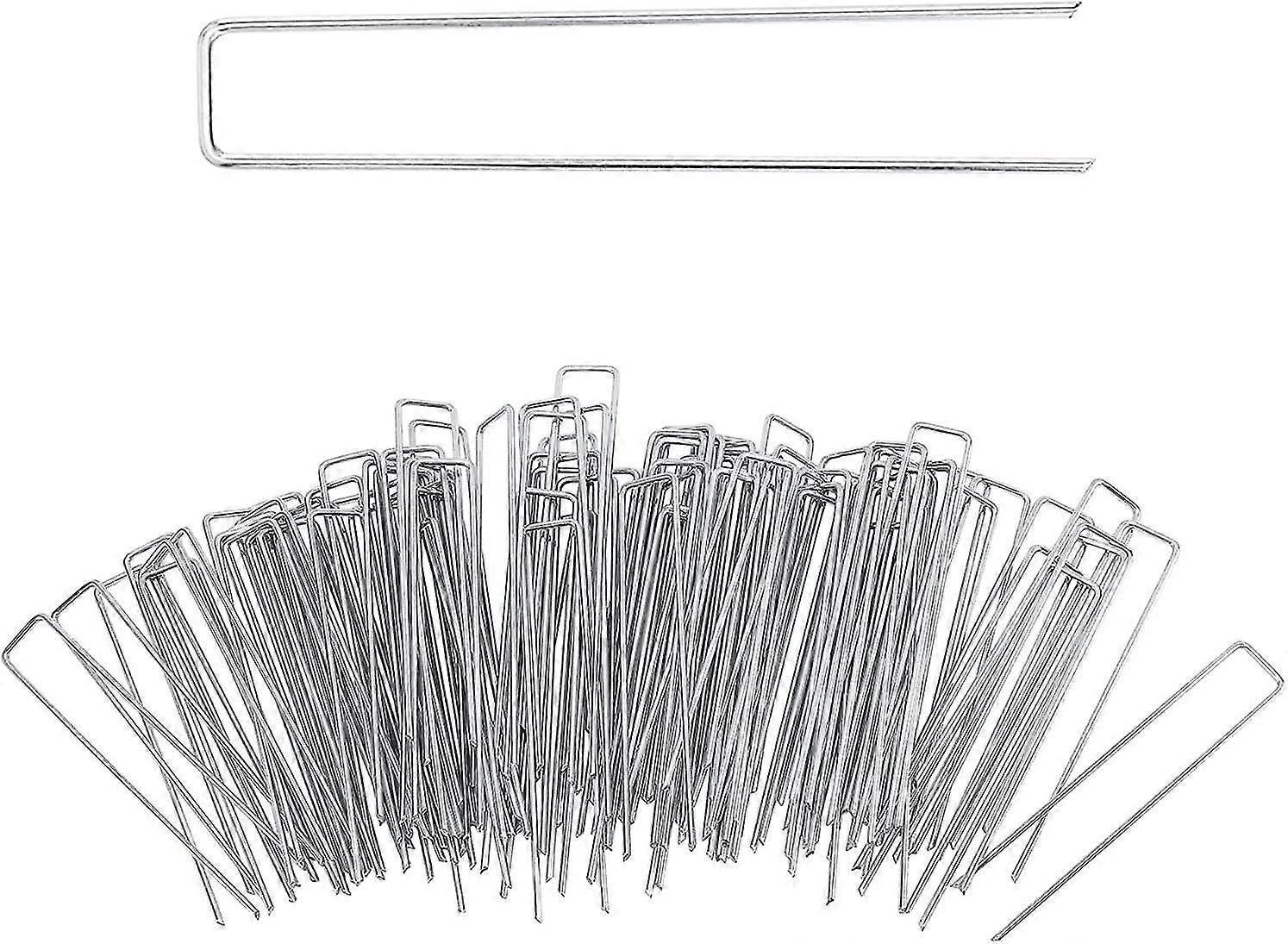 Ύφασμα εδάφους Νύχια Ύφασμα ζιζανίων Καρφιά U διαμορφωμένο καρφί κήπου Χαλύβδινο σύρμα Καρφιά εδάφους Γαλβανισμένο κεκλιμένο σημείο καρφιά Κάτοχος εδαφοκάλυψης 6 ιντσών, 100 τεμαχίων