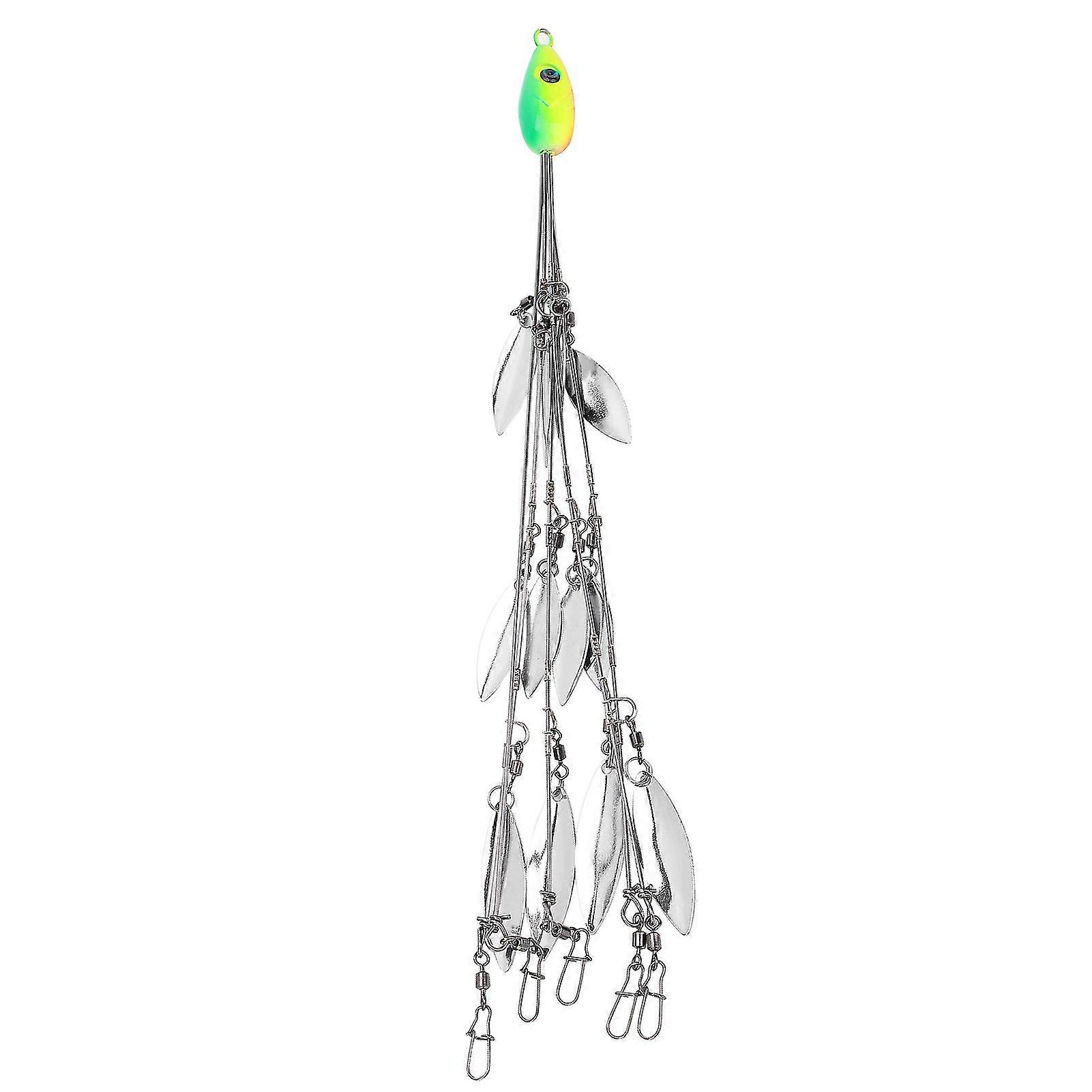 12 Bladed Umbrella Rig Fishing MultiLure Kit with Swivels - Green Artificial Bait