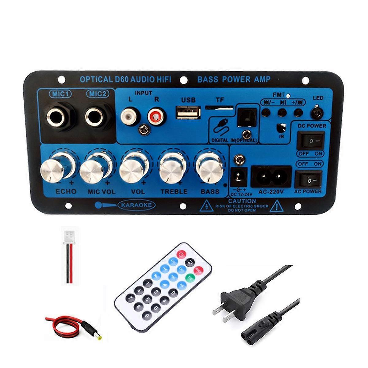 Bluetooth Amplifier Board BT5.0 High Power Bass Amplifier Optical Audio Input Karaoke Audio Motherb