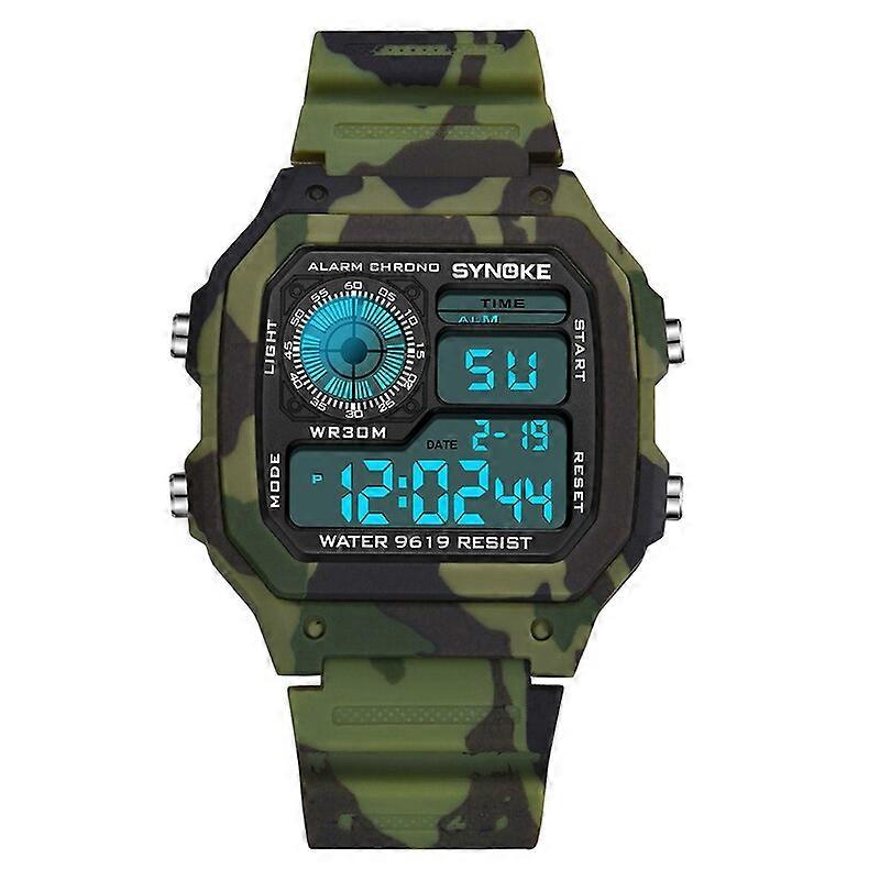 שעון דיגיטלי לגברים SYNOKE שעוני ספורט לגברים רצועת ניילון עמיד למים שעון מעורר רב תכליתי שעון יד Relogio Masculino
