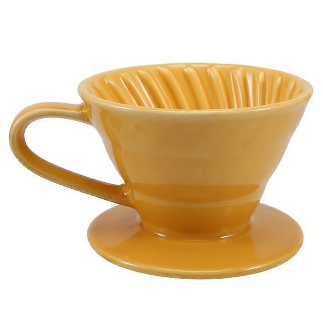 For KOONAN 1 Piece Ceramic Hand Brew Coffee Filter Cup Conical Filter Coffee Dripper Kit Lemon Yellow E