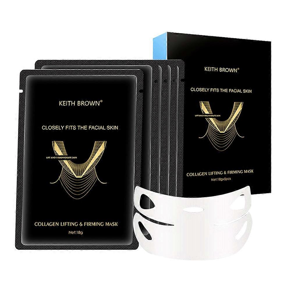 5PCs V Shape Slimming Mask Double Chin Reducer Mask V Mask Tightening Firming Moisturizing ollagen Chin Mask V Shape Face Lifting V Zone Mask Tape