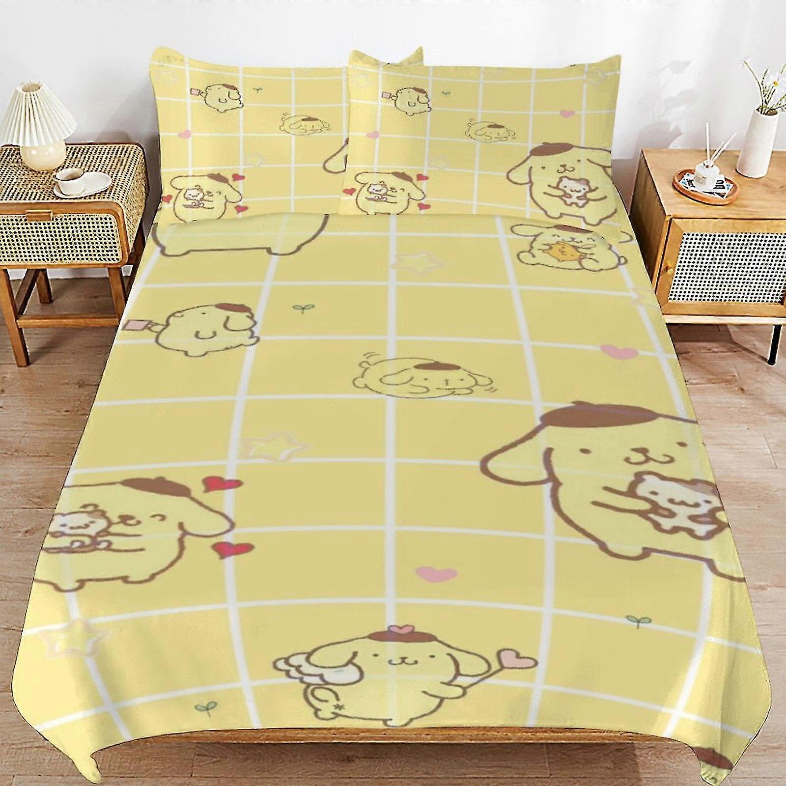 b2126 Prostěradla Pompompurin povlak na přikrývku 3dílná sada povlečení 1 povlak na přikrývku a 2 povlaky na polštář prostěradla gb2126