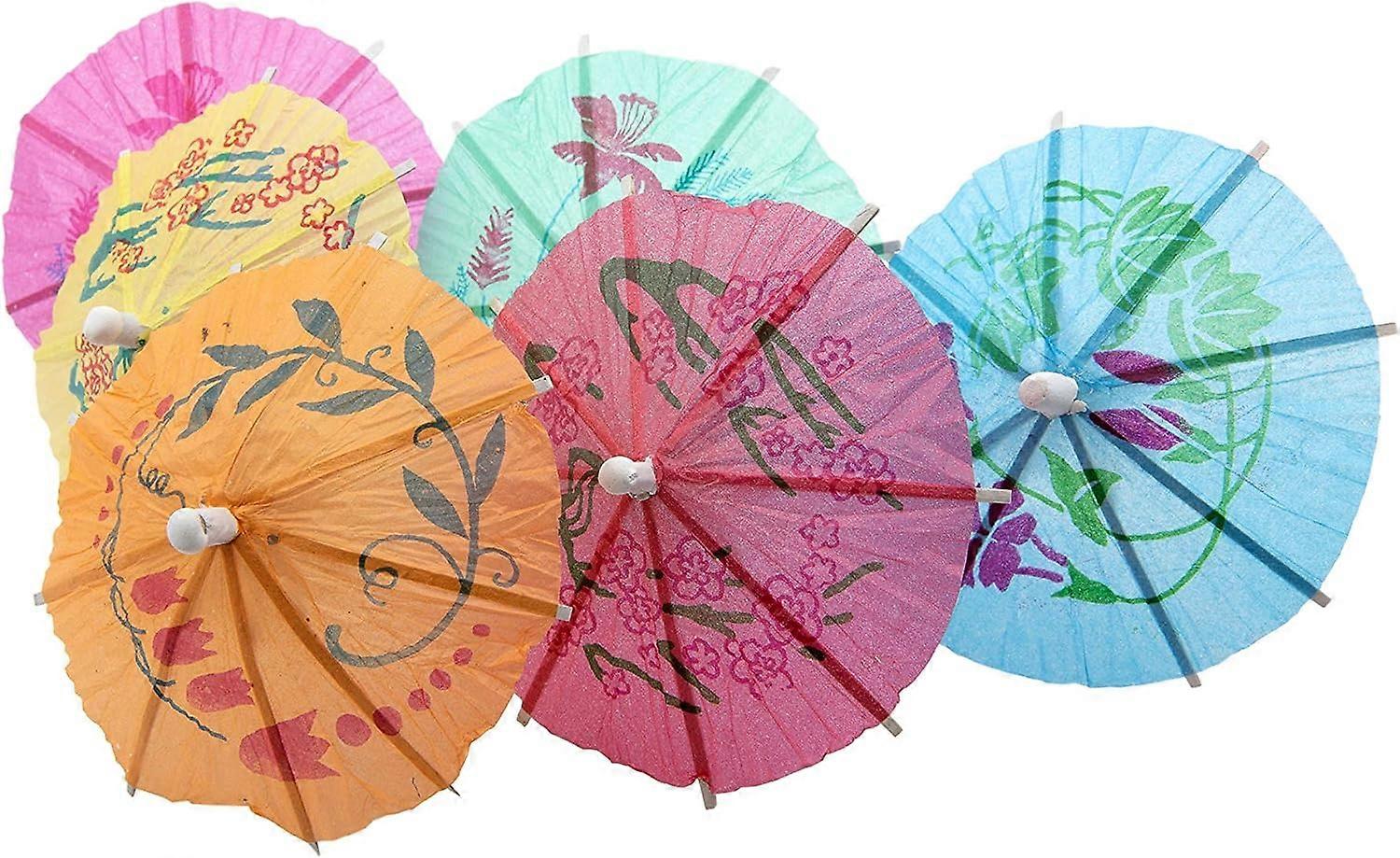 24 Colored Paper Cocktail Umbrellas Random Color