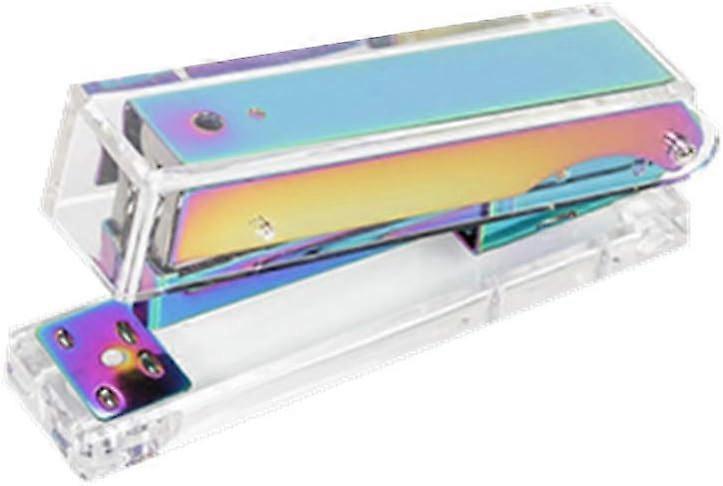Clear Acrylic Rainbow Stapler Colorful Desktop Manual Staplers with Top Modern Design Sleek Office a
