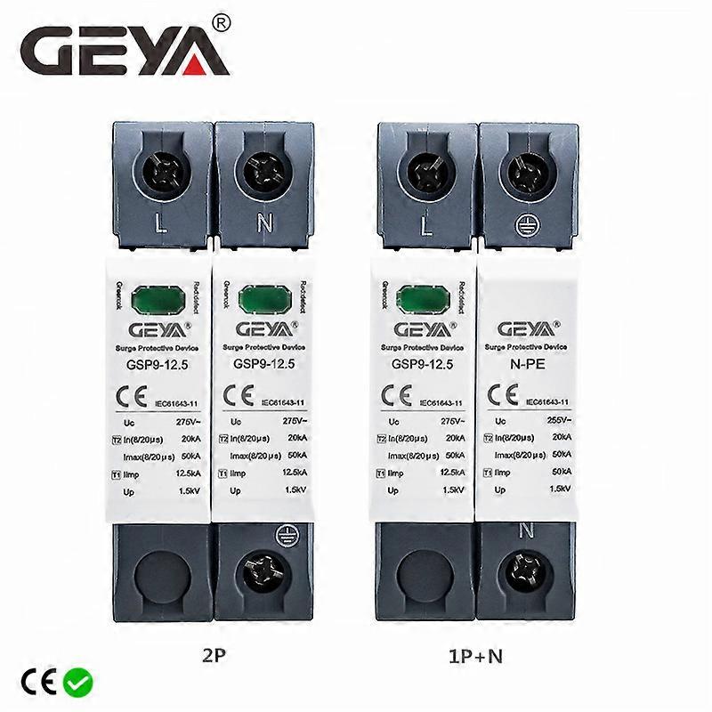 Free Shipping GEYA GSP9 12.5KA T1+T2 Class 50KA SPD 2P 1P+N Surge Protector 275VAC Din Rail House Surge Protector