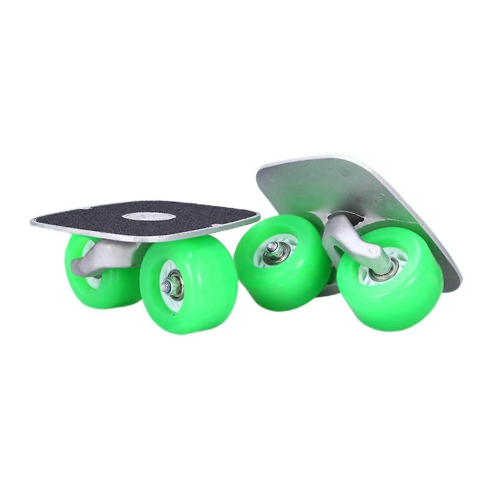 ポータブルローラーロードプレートスケートアンチスリップボードアルミトラックとPuホイールボードミニスケートボード大人グリーン