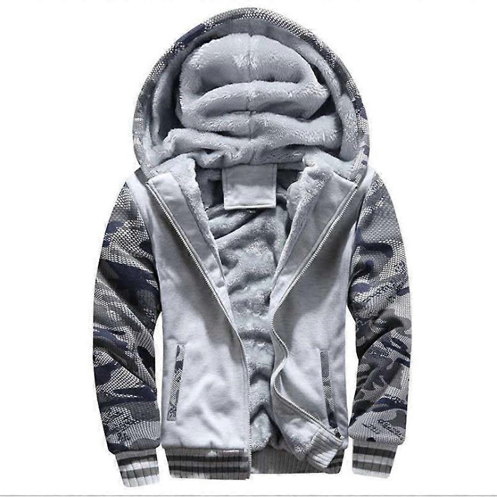 Men's Winter Thicken Fleece Sherpa Lined Zipper Hoodie Sweatshirt Jacket