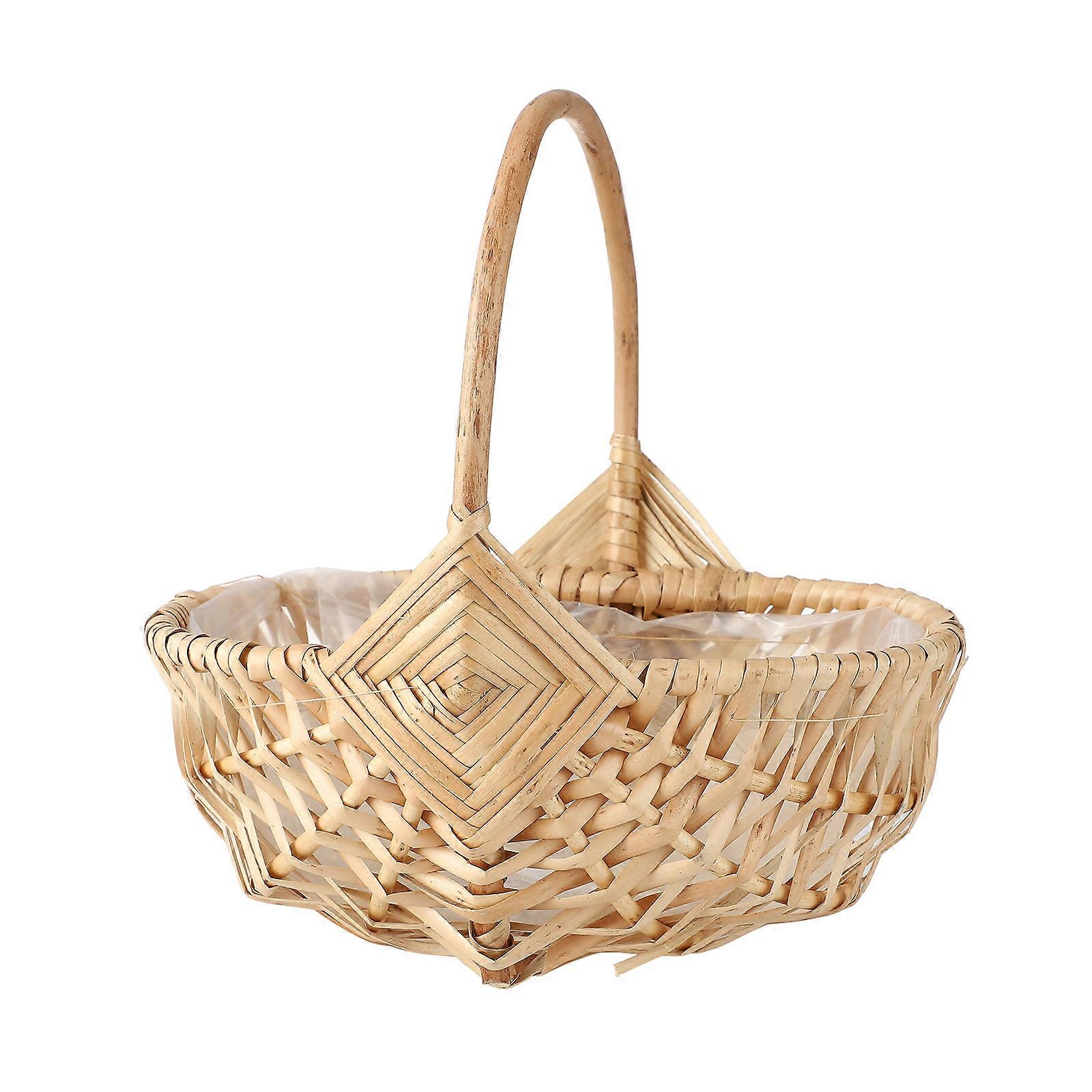 Rattan Blumenkorb.Blumenmädchen Tragekorb mit Spitze Schleife gefüttert handgefertigtes Weidengeflecht