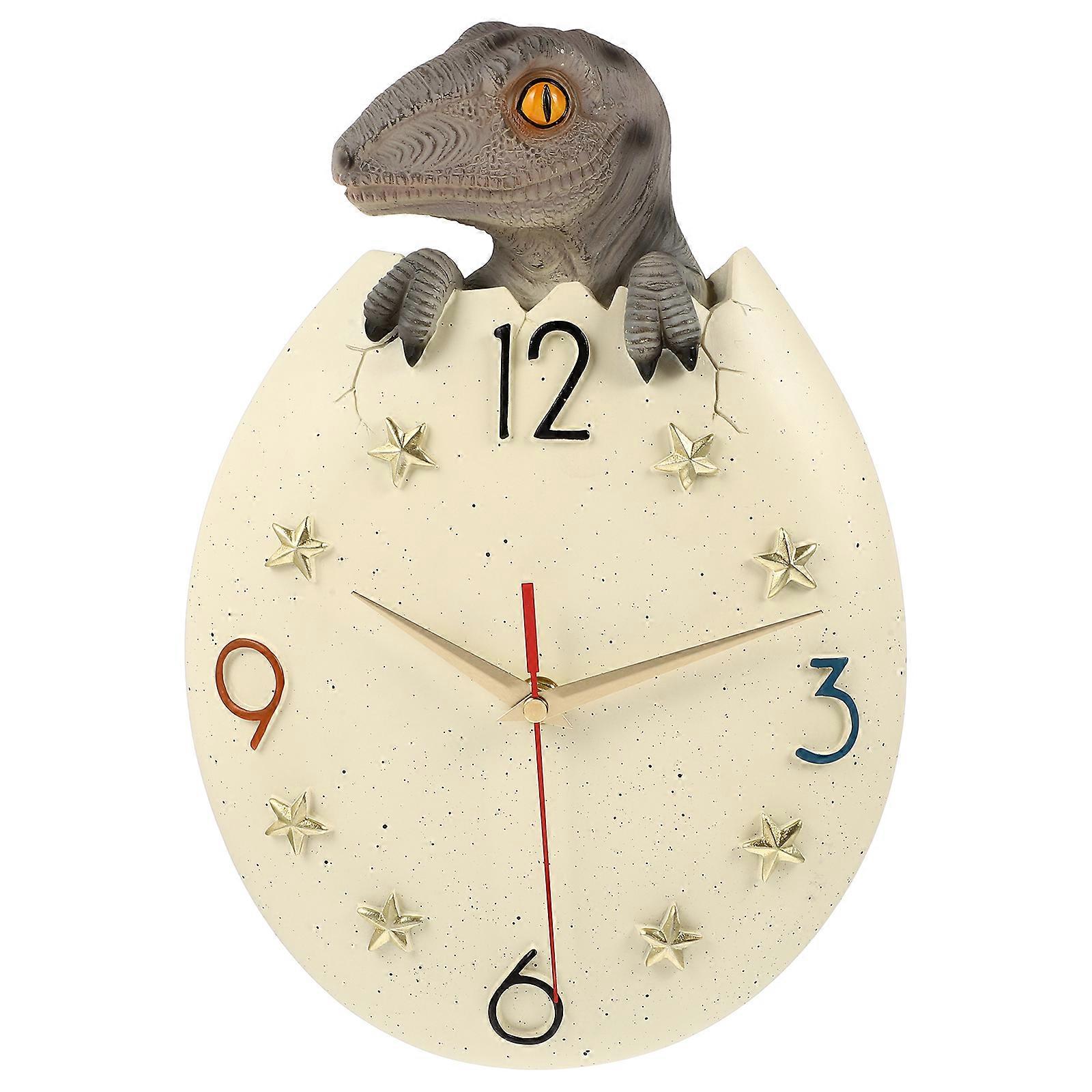 Resin Dinosaur Eggshell Shape Wall Clock Five-pointed Star Digital Wall Clock with Pushpin