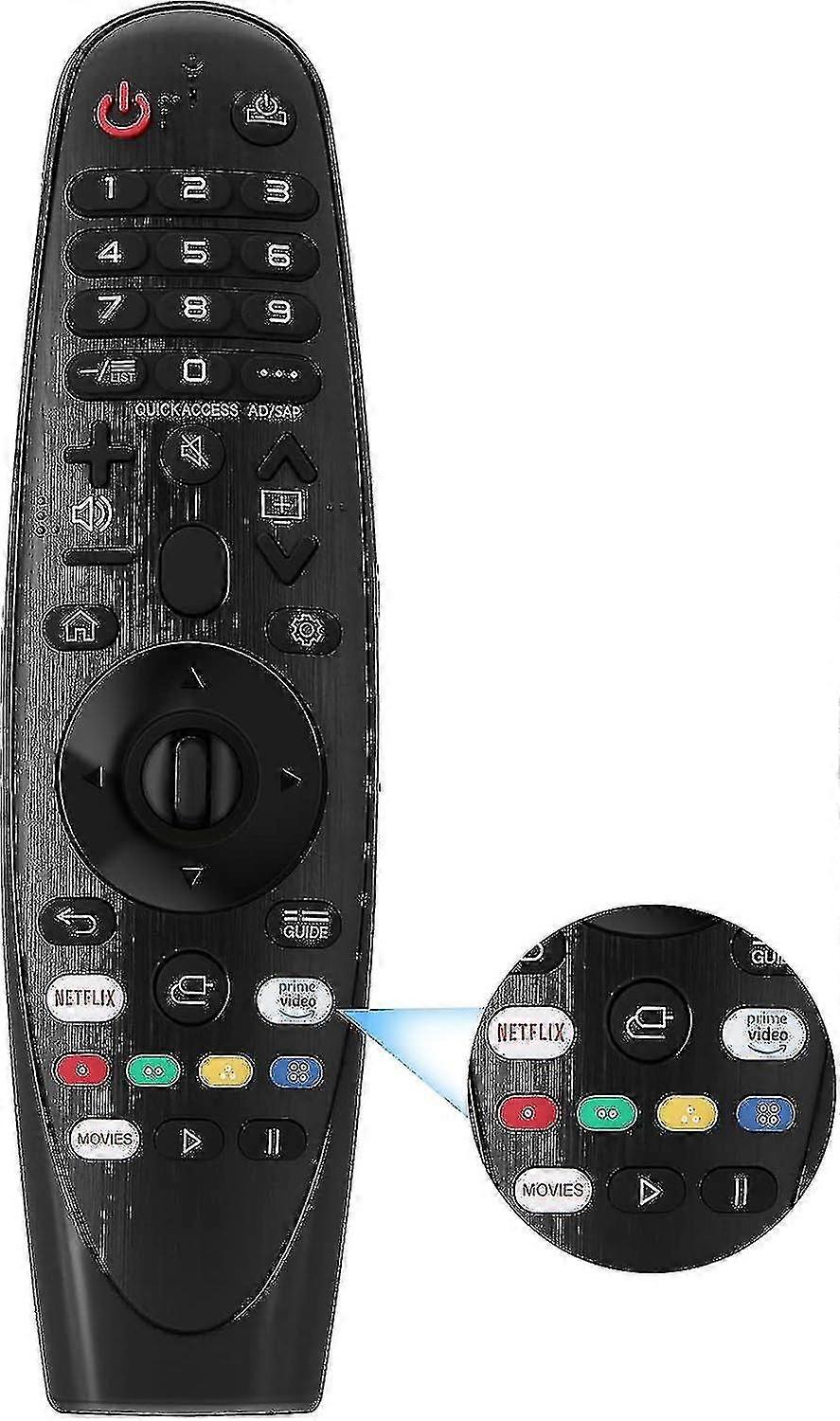 שלט רחוק של LG, שלט רחוק אוניברסלי An-mr20ga עבור LG, שלט חלופי לטלוויזיה חכמה של LG, שלט קסם של LG עם נטפליקס / אמזון וידאו / סרטים Bor