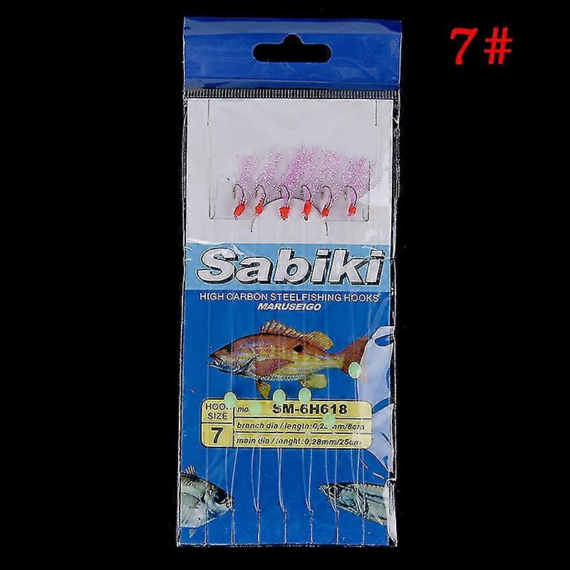 6pcs/set Long Wire Bait Luminous Fishing Lures Line String Carbon Steel Fishhook