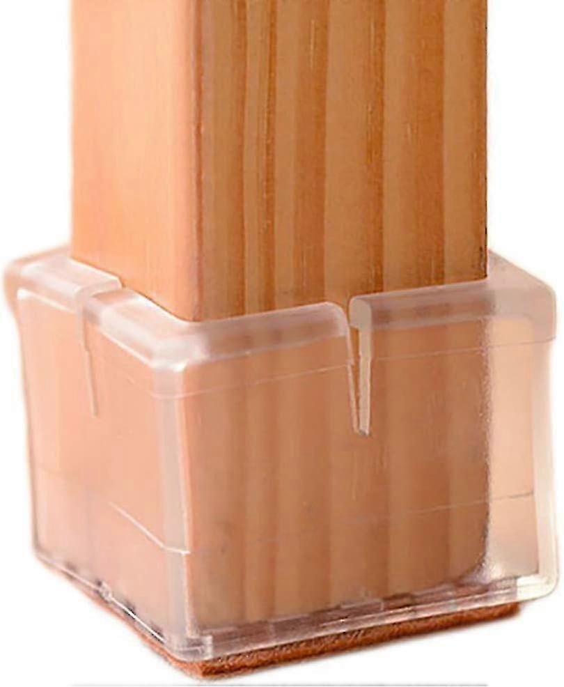 Chair Leg Floor Protectors 16pcs - Protect Your Floors In Style With Clear Square Furniture Leg Caps 1 1/4 To 1 3/8