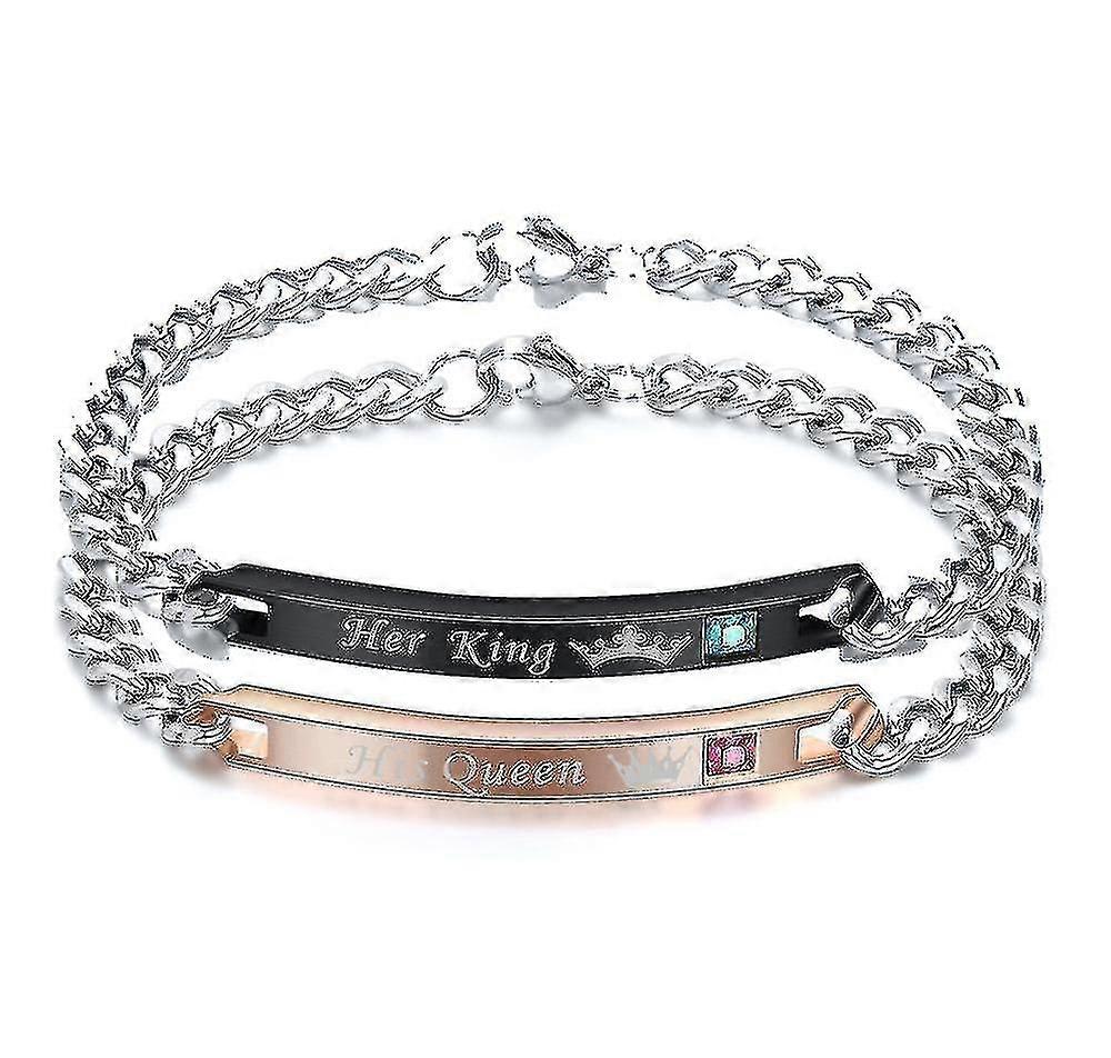 2pcs Stainless Steel Couples Bracelet Valentines Gift