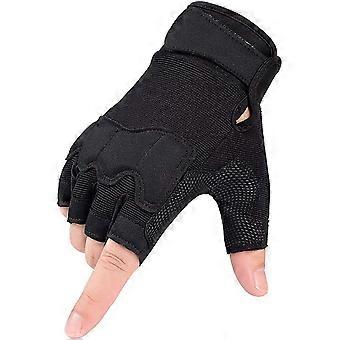 Guantes de medio dedo hombre mujer antideslizantes, para deportes ciclismo motocicleta senderismo escalada camping,negro,(L)