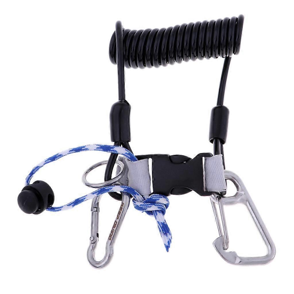 Scuba Diving Spring Coiled Κορδόνι με κλιπ για κάμερες Φώτα Μαύρο